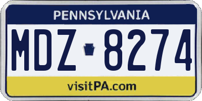 PA license plate MDZ8274