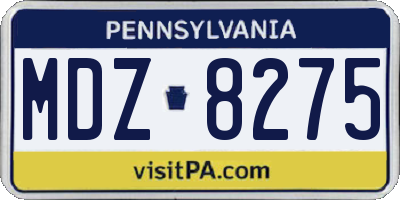 PA license plate MDZ8275