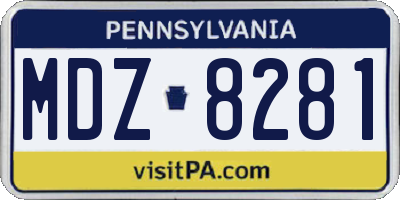PA license plate MDZ8281