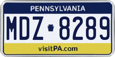 PA license plate MDZ8289