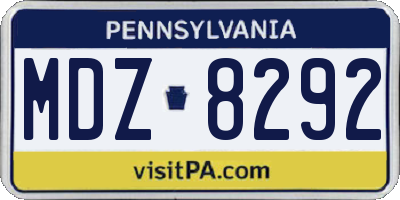 PA license plate MDZ8292