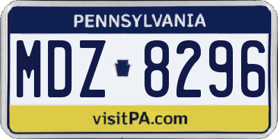 PA license plate MDZ8296