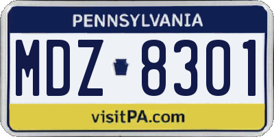 PA license plate MDZ8301