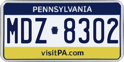 PA license plate MDZ8302