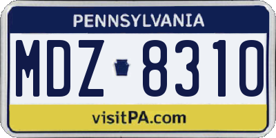 PA license plate MDZ8310
