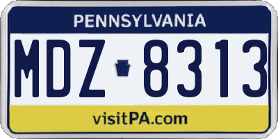 PA license plate MDZ8313
