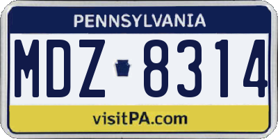 PA license plate MDZ8314