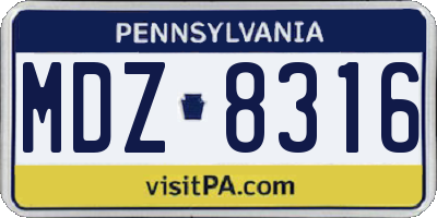 PA license plate MDZ8316