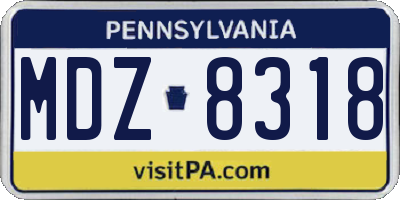 PA license plate MDZ8318