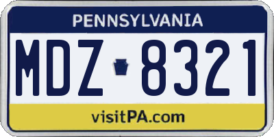 PA license plate MDZ8321