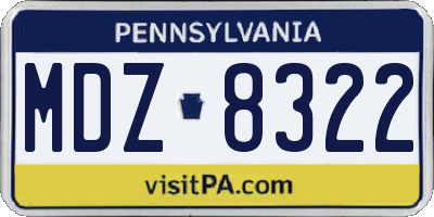PA license plate MDZ8322