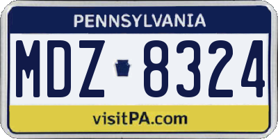 PA license plate MDZ8324