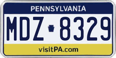 PA license plate MDZ8329