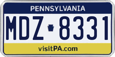 PA license plate MDZ8331