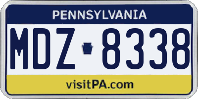 PA license plate MDZ8338