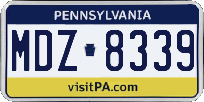 PA license plate MDZ8339