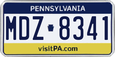 PA license plate MDZ8341