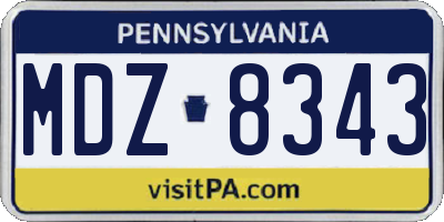 PA license plate MDZ8343