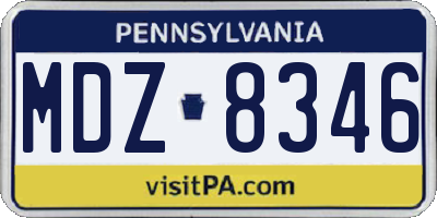 PA license plate MDZ8346