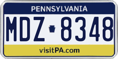 PA license plate MDZ8348