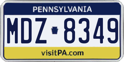 PA license plate MDZ8349