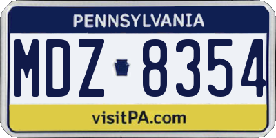 PA license plate MDZ8354