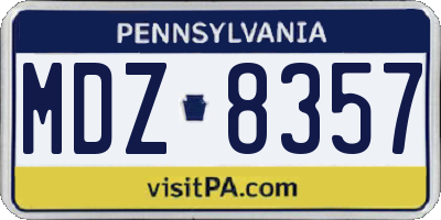 PA license plate MDZ8357