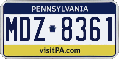 PA license plate MDZ8361