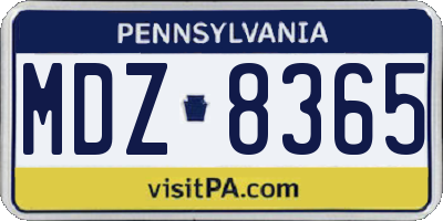 PA license plate MDZ8365