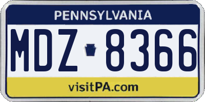 PA license plate MDZ8366