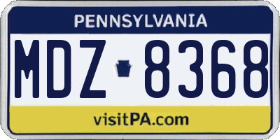 PA license plate MDZ8368