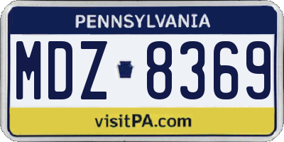 PA license plate MDZ8369