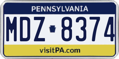 PA license plate MDZ8374