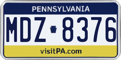 PA license plate MDZ8376