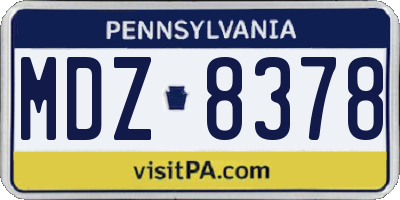 PA license plate MDZ8378