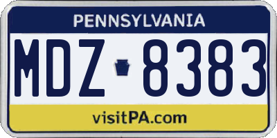 PA license plate MDZ8383