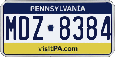 PA license plate MDZ8384