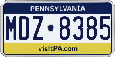 PA license plate MDZ8385