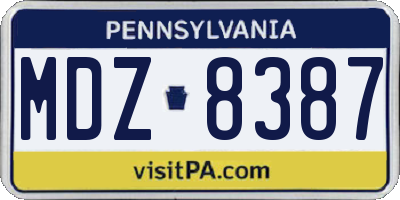 PA license plate MDZ8387
