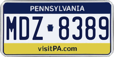 PA license plate MDZ8389