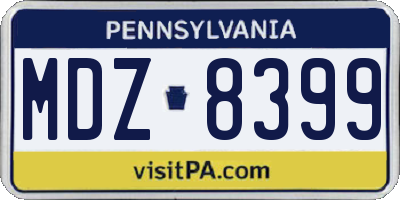 PA license plate MDZ8399