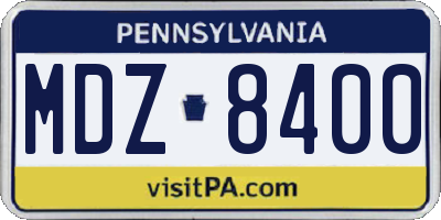 PA license plate MDZ8400