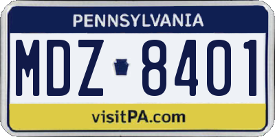 PA license plate MDZ8401