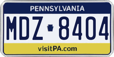 PA license plate MDZ8404