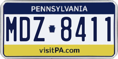 PA license plate MDZ8411