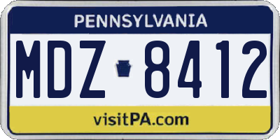 PA license plate MDZ8412