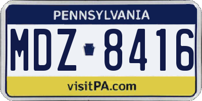PA license plate MDZ8416