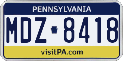 PA license plate MDZ8418