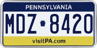PA license plate MDZ8420