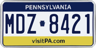 PA license plate MDZ8421